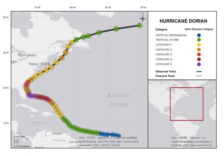 Dorian cuts off North Carolina community following its US landfall