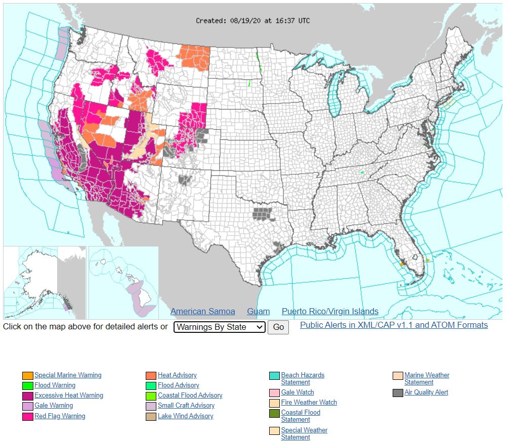 Red Flag Warning, Wind Advisory and Excessive Heat Warning