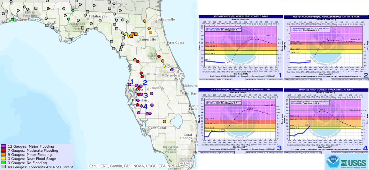 NOAA Maximum Flood Forecast Category: Source: NOAA/AHPS.