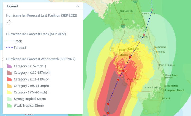 Wind Footprint Forecast. Source: GC AdvantagePoint, Kinetic Analysis Corporation.