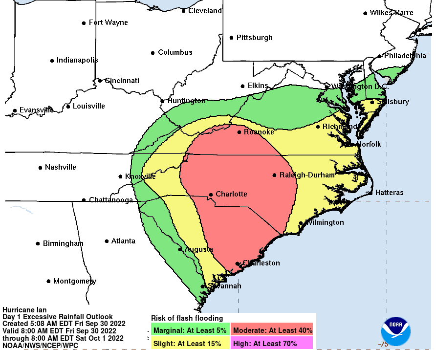 Forecast Flash-Flood Potential. Source: NOAA/NHC.