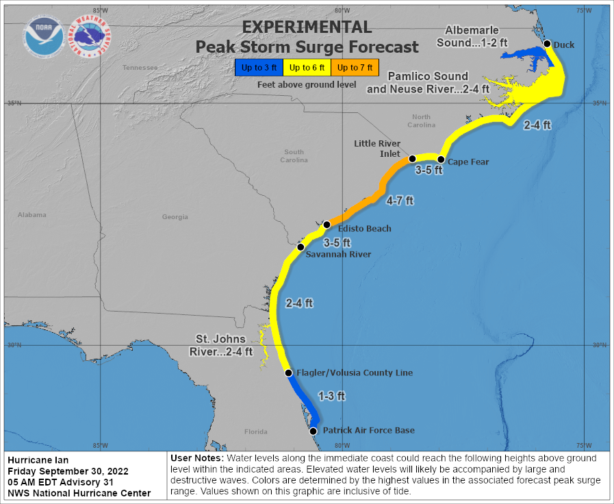 NHC Storm Surge Forecast. Source: NOAA/NHC.