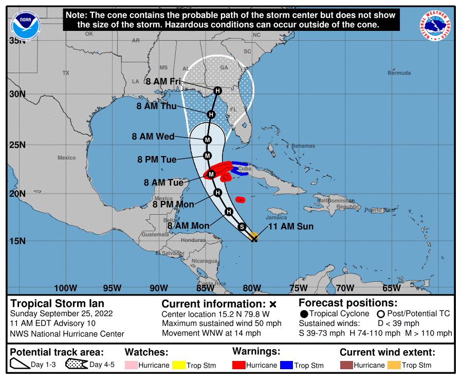 Tropical Storm Ian threatens the Caribbean and Florida with hurricane conditions