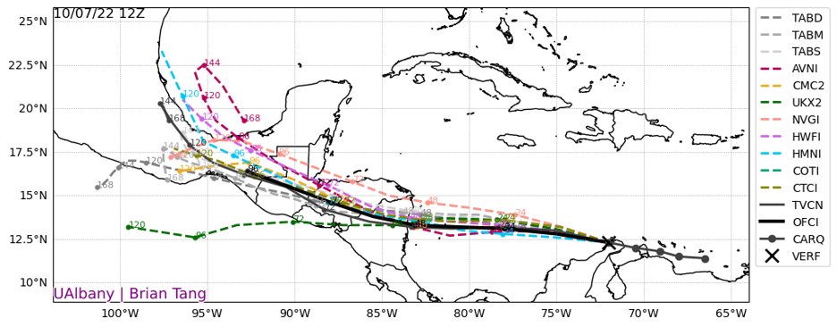 12Z Model Track Guidance. Source: Brian Tang, U of Albany