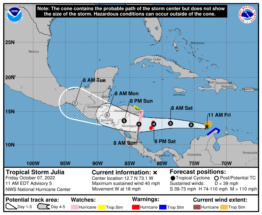 National Hurricane Center Official Forecast Advisory 5A.  Source: NHC/NOAA
