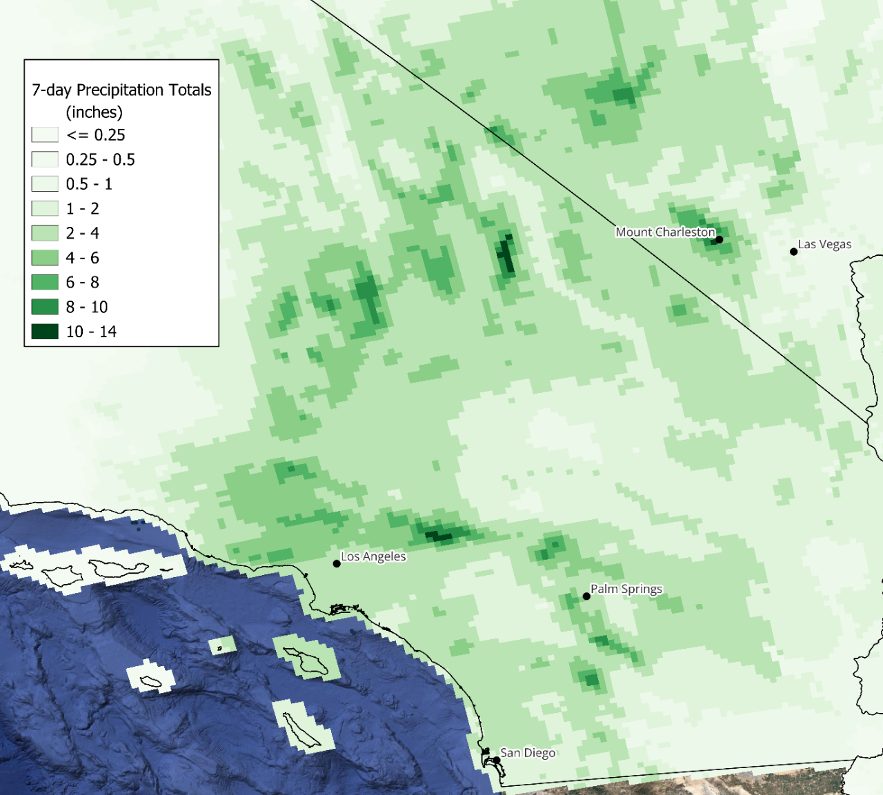 Precipitation totals for Hurricane Hilary. Source: NWS, GC