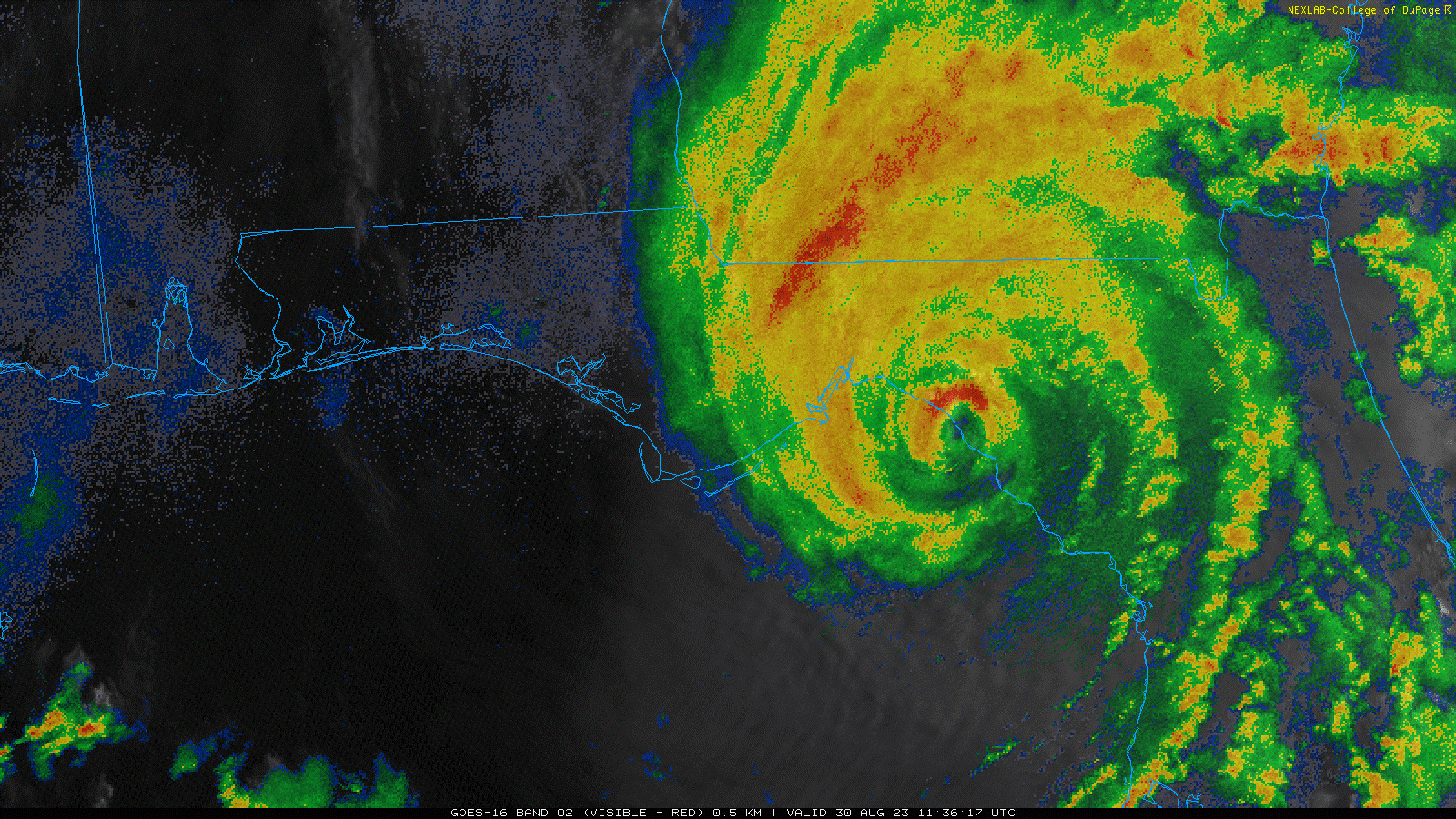 Radar image at 7:36AM EDT just prior to landfall. Source: College of DuPage