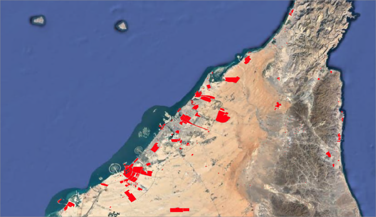Figure 2: Guy Carpenter Industrial Parks layer for the United Arab Emirates