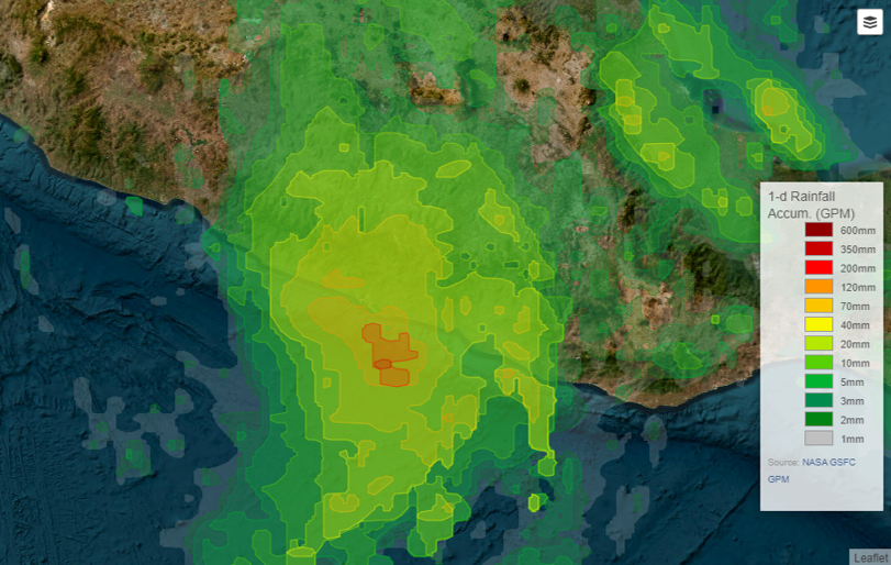 1-Day rainfall estimates. Source: NASA/GPM