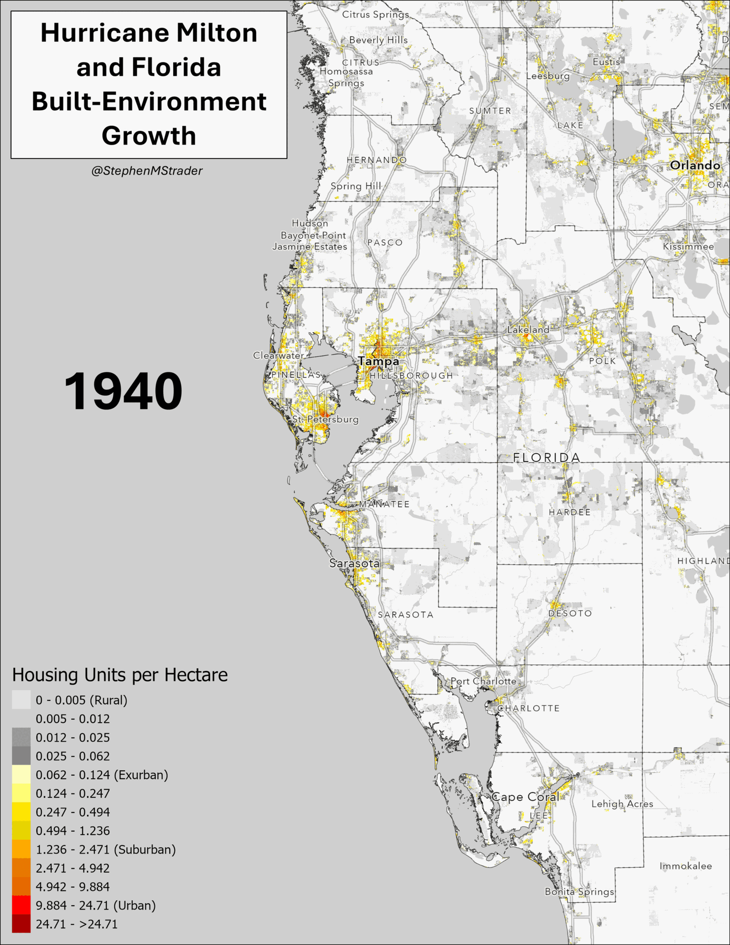 Changes in the Built Environment of West-Central Florida. Source: Dr. Stephen Strader, Villanova University