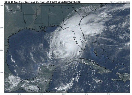 October 9th midday satellite loop for Hurricane Milton. Source: Levi Cowan, TropicalTidbits.com