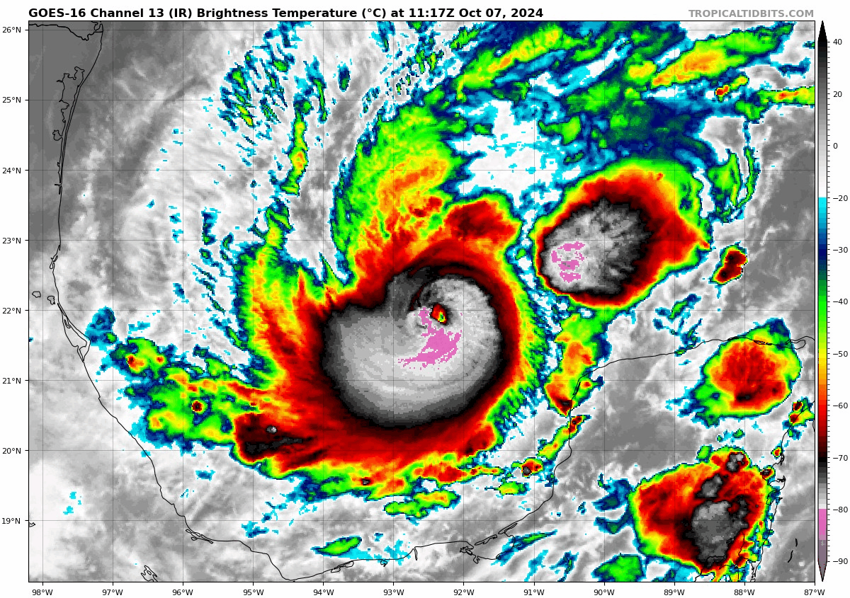 Satellite image (infrared) for HU Milton. Source: TropicalTidbits.