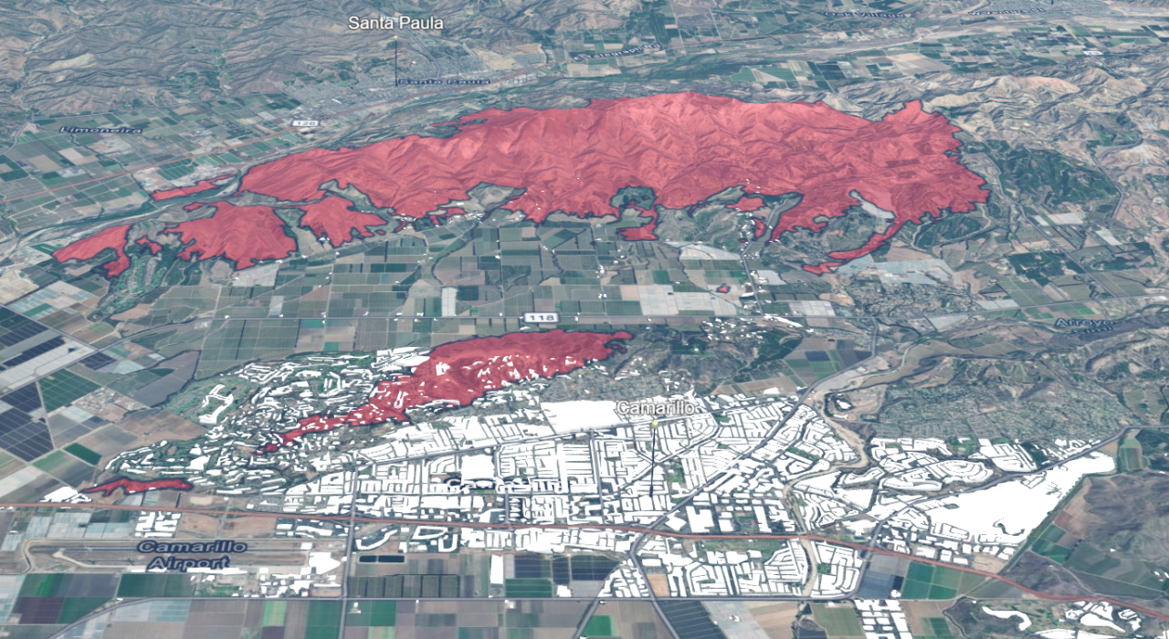 Detail of Structures at risk in the Mountain Fire. Source: California Department of Forestry and Fire Protection.