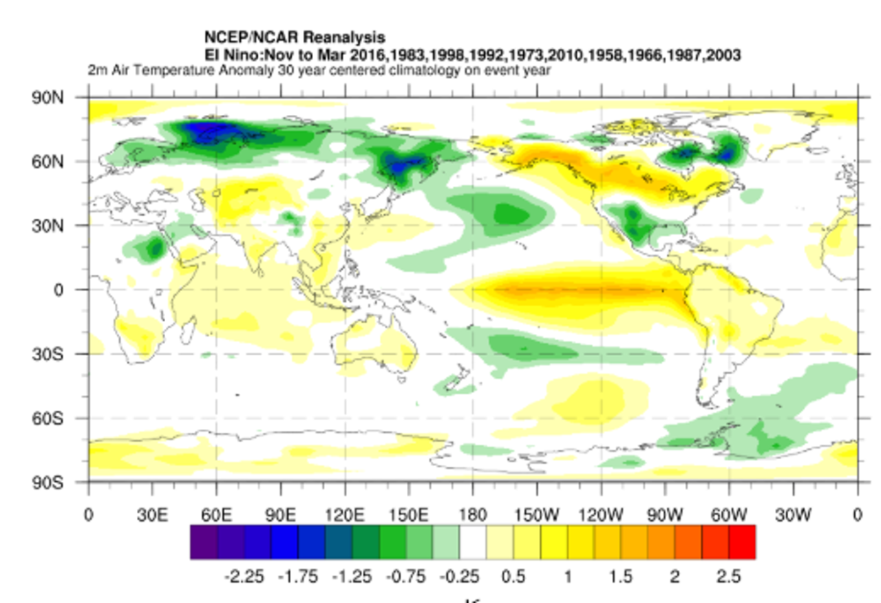 El Niño Global Air Temperature Winter Anomaly, NOAA / NCEP Reanalysis