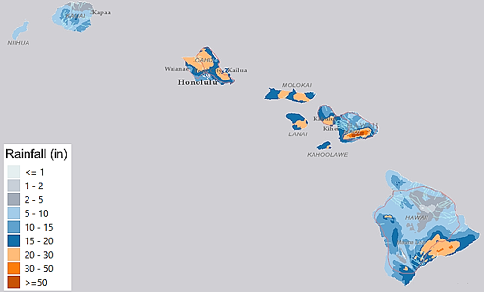 Estimated total precipitation, March 9-22 (legend in inches) Source: National Weather Prediction Center and Guy Carpenter