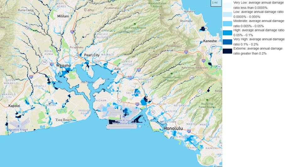 Riverine Risk Rating Maps for Honolulu, Hawaii. Source: Guy Carpenter